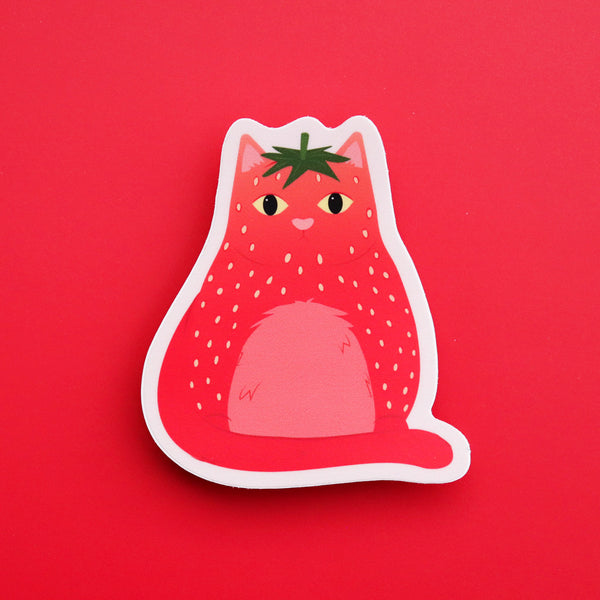 Strawberry Cat Vinyl Sticker