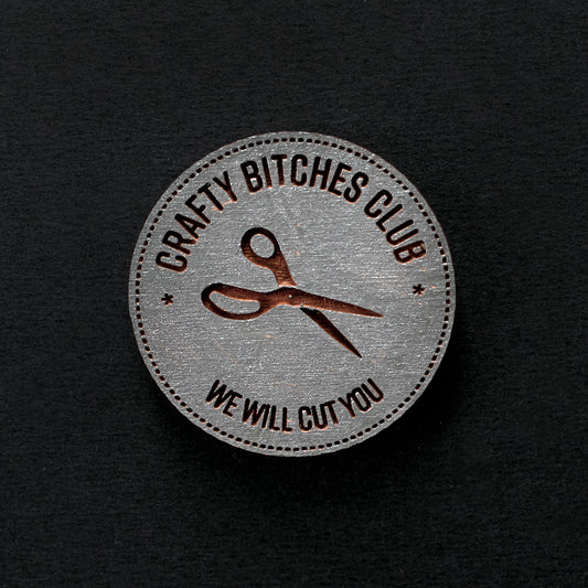 Painted Gunmetal Crafty Bitches Club - Needle Minder or Pin