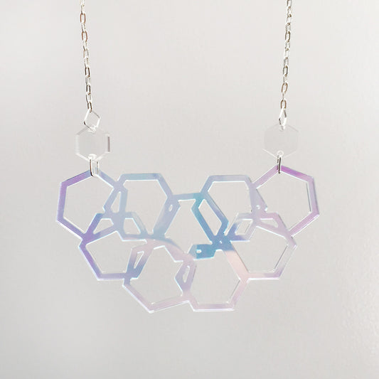 Iridescent Scattered Hexies Necklace