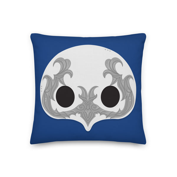 Ancient Mask Pillow in Blue