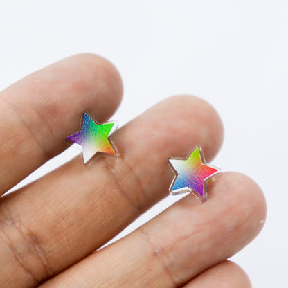 Teeny Tiny Star Stud Earrings in Rainbow