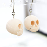 3D Printed Skully Hanging Earrings in Beige