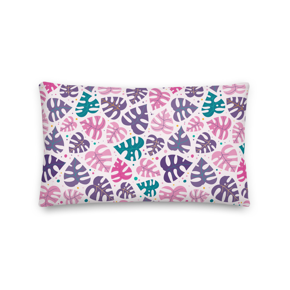 Monstera Doodles Pillow in Jewel Tones