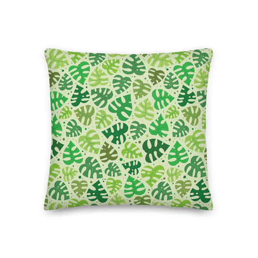 Monstera Doodles Pillow in Greens