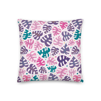 Monstera Doodles Pillow in Jewel Tones