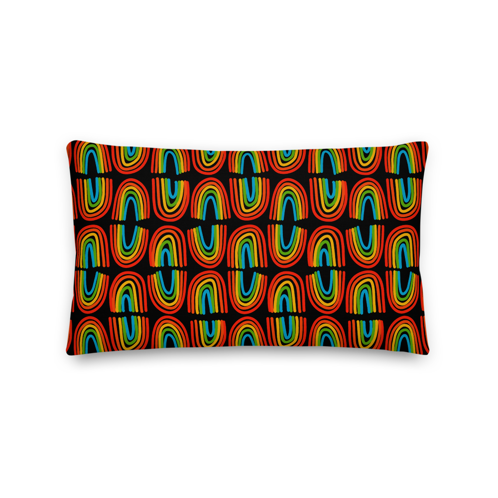 Rainbows in a Row Pillow - Black