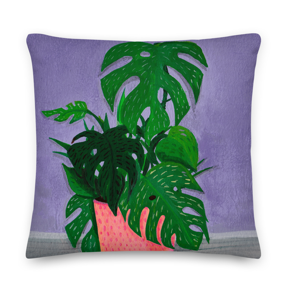 "Monstera Painting Number 1" Pillow