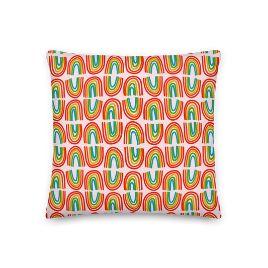 Rainbows in a Row Pillow - Pink