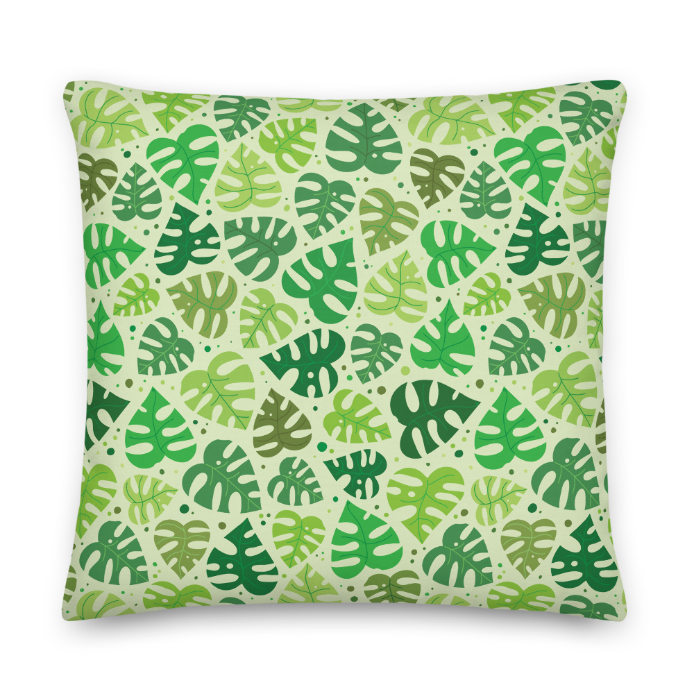 Monstera Doodles Pillow in Greens