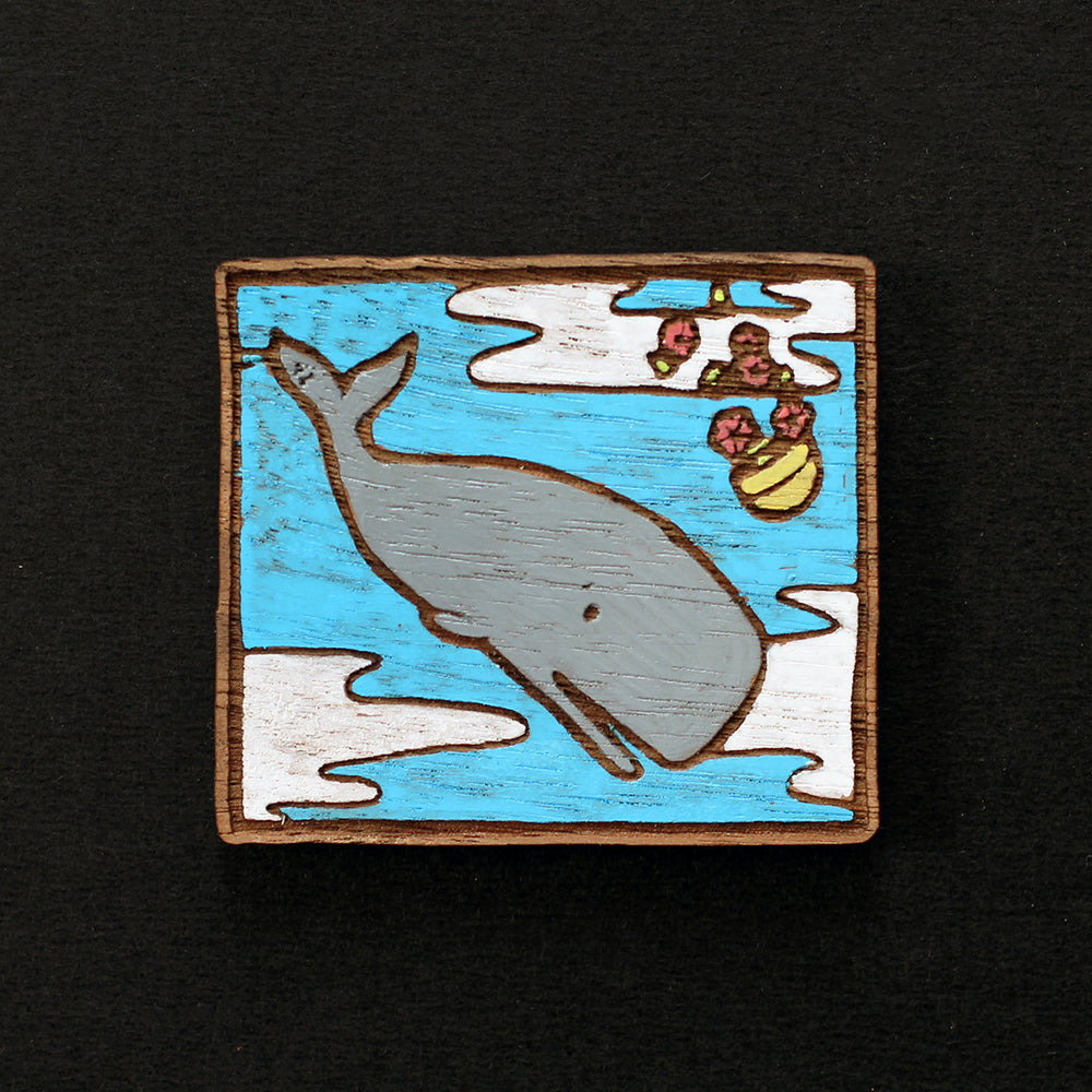 Painted Whale Brooch #002